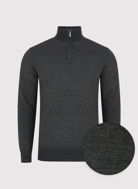 Grafitowy sweter męski ze stójką