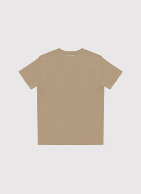 Beżowy bawełniany t-shirt z kieszonką