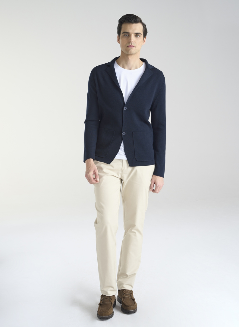 Dzianinowa wełniana marynarka męska 