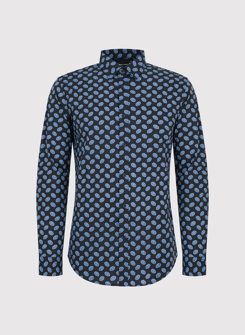 Granatowa koszula w kwiaty