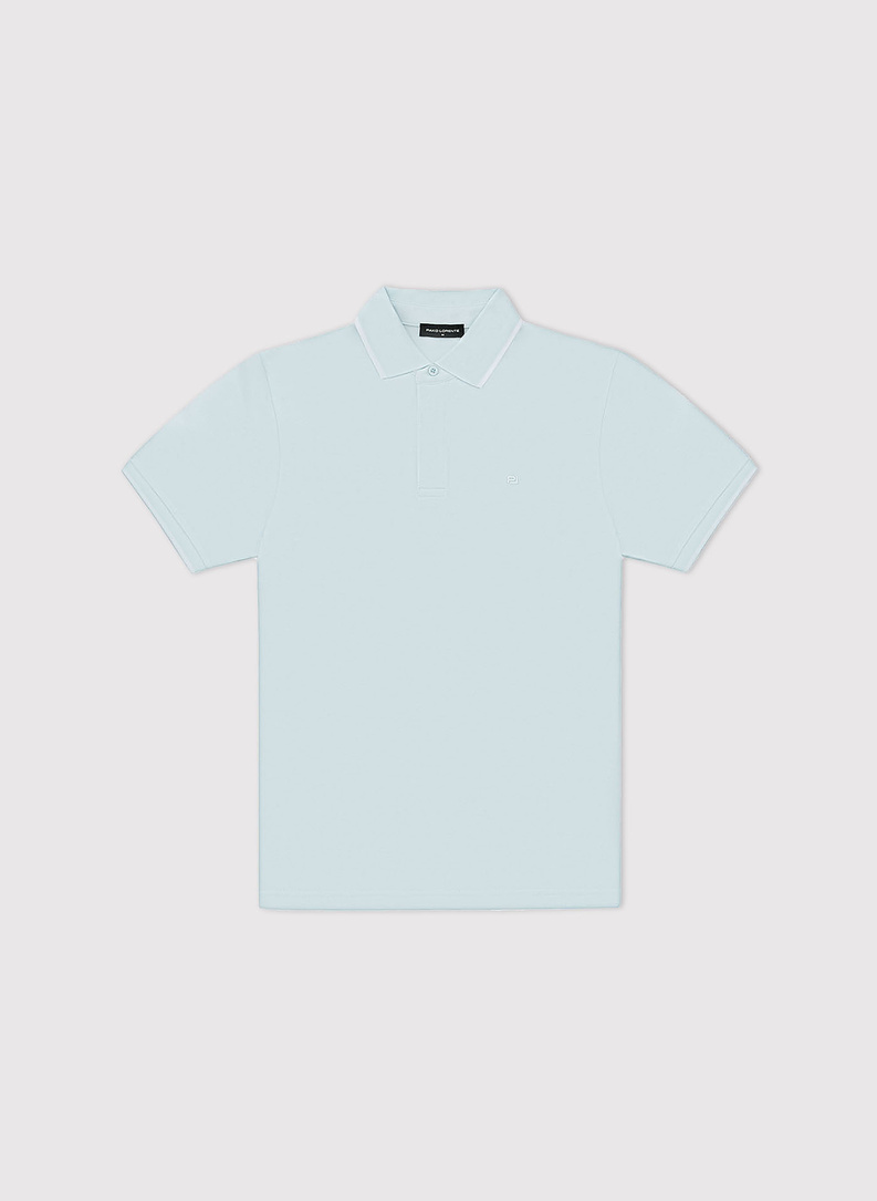 Turkusowy t-shirt polo z bawełną