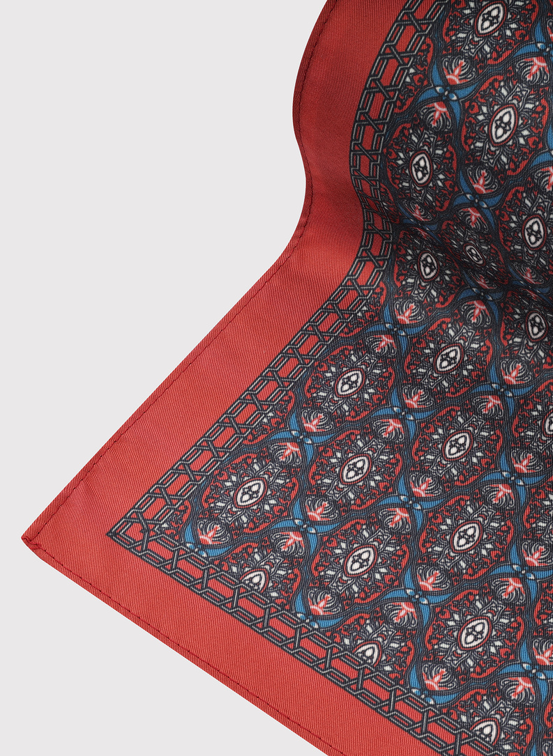 Bordowa poszetka w geometryczny wzór