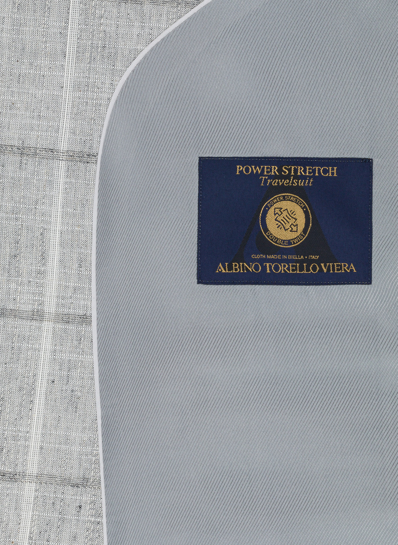 Jasnoszara marynarka męska w kratkę 