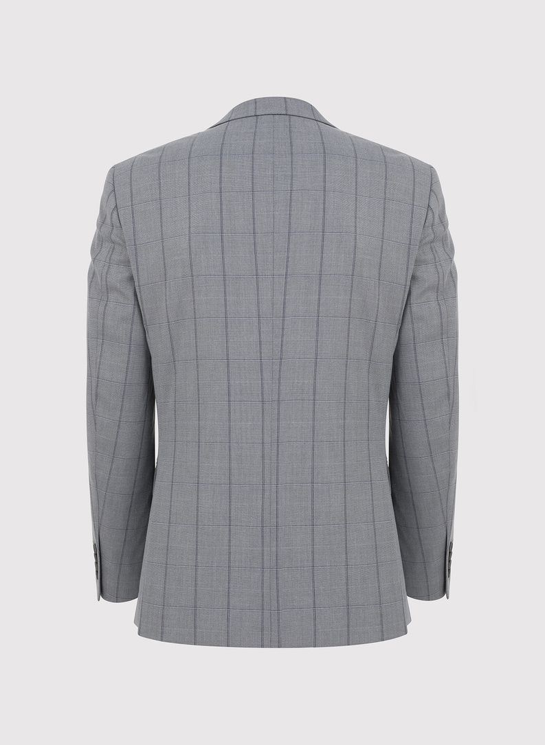 Szary garnitur w kratę Windowpane
