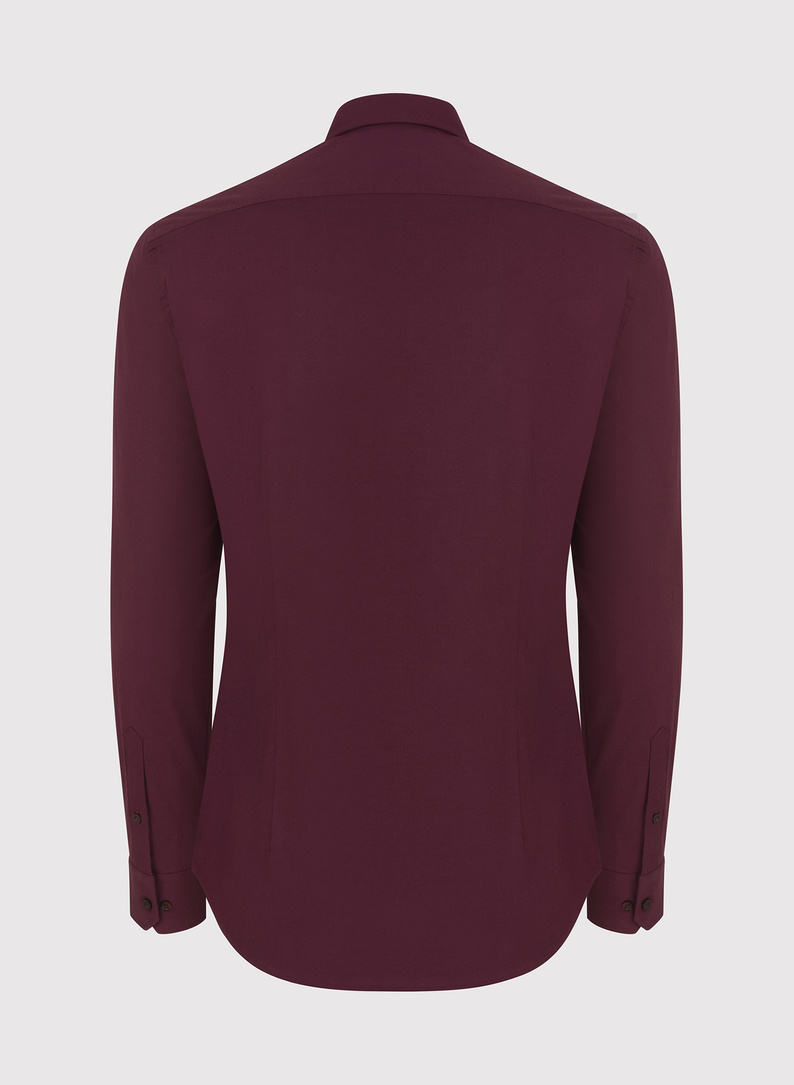 Bordowa gładka koszula męska 