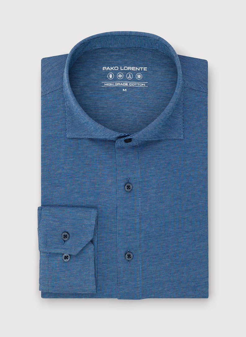 Niebieska dzianinowa koszula męska