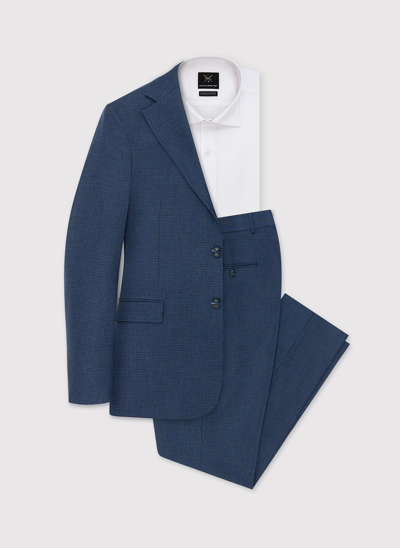 Granatowa marynarka garniturowa w pepitkę