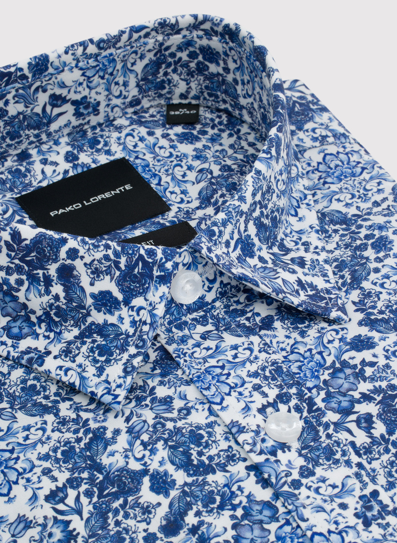 Koszula męska w niebieskie kwiaty