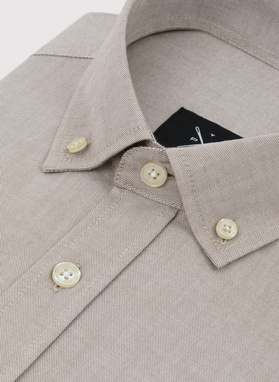 Gładka koszula męska beżowa długi rękaw