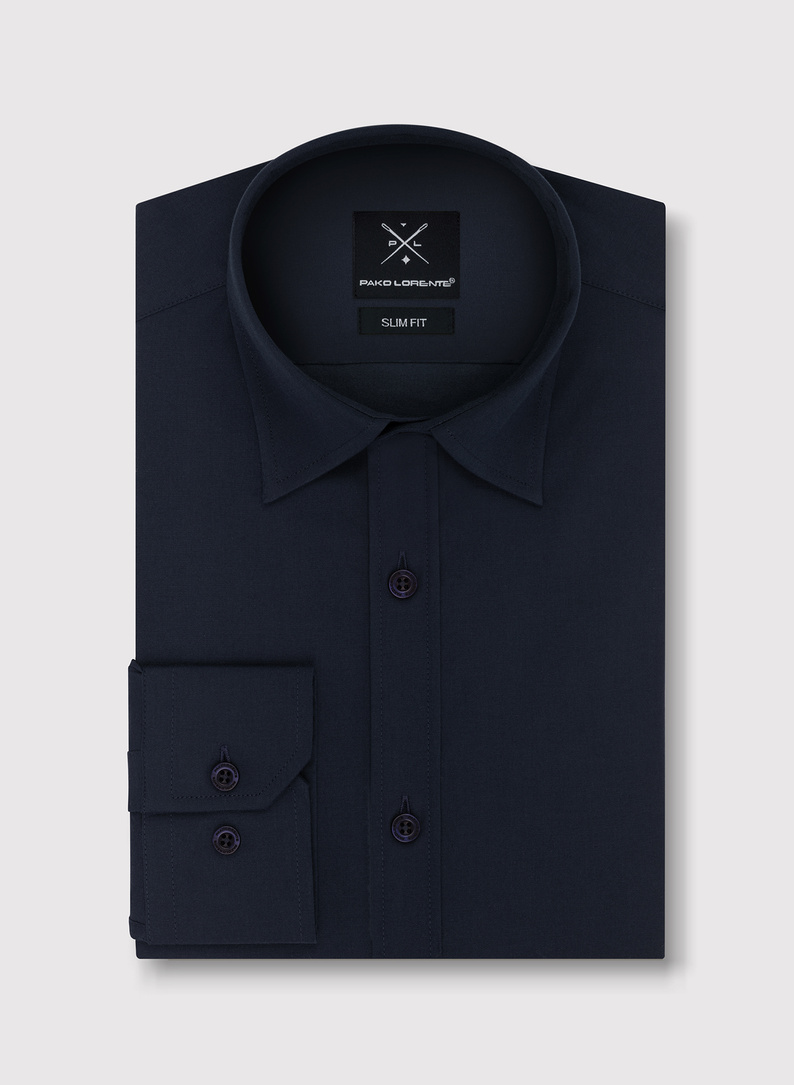 Granatowa gładka koszula męska 