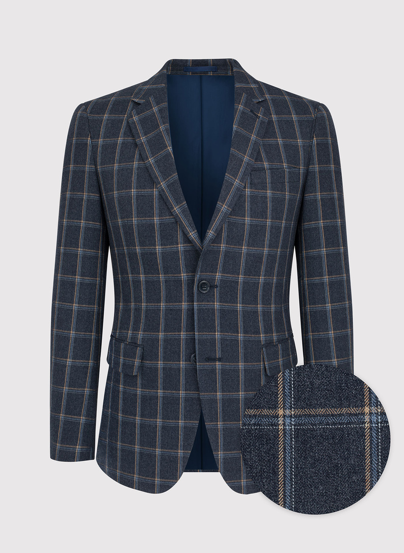 Granatowa casualowa marynarka męska w kratę