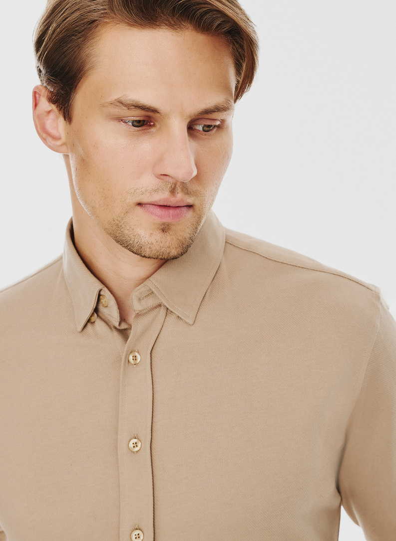 Beżowa bawełniana koszula męska
