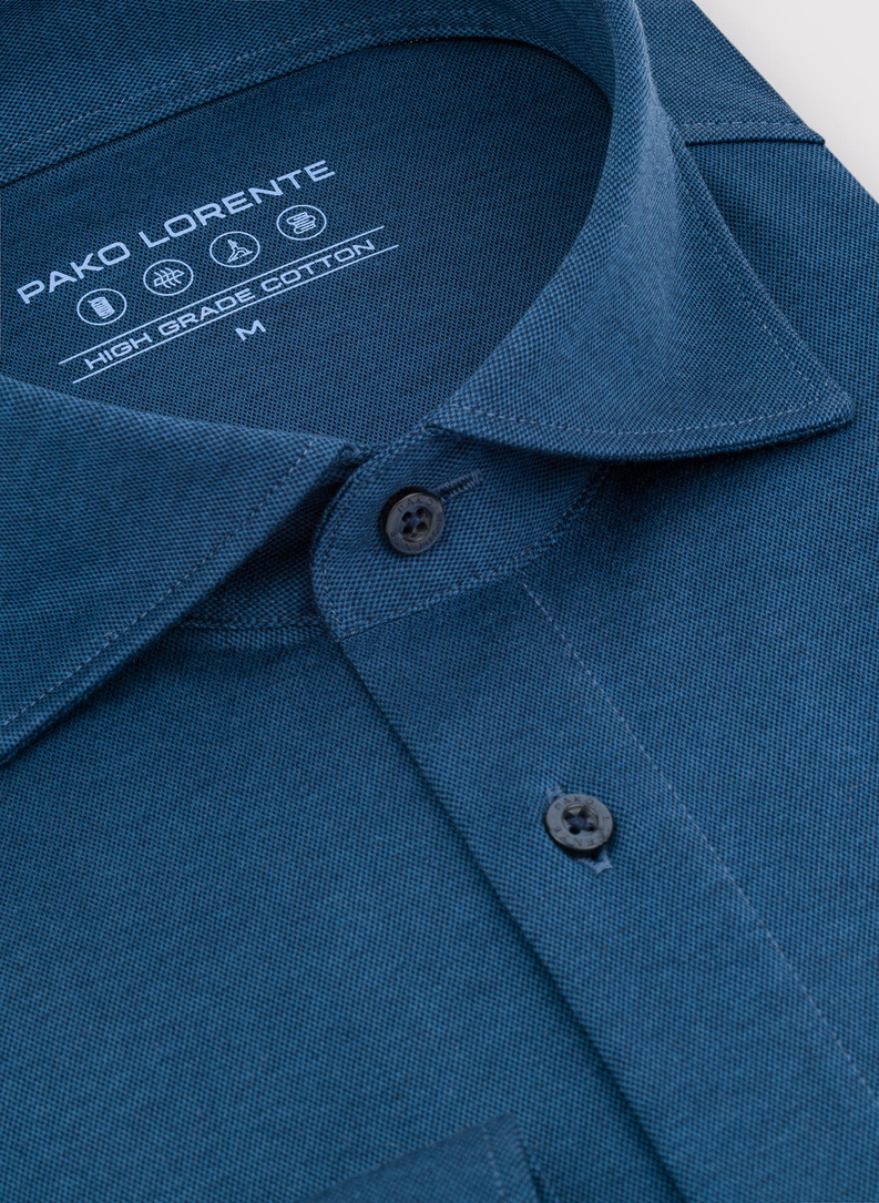 Granatowa dzianinowa koszula męska