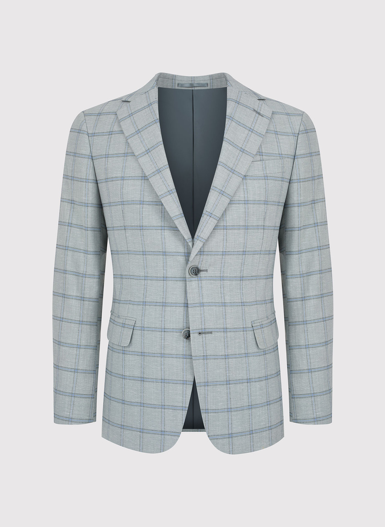 Szara marynarka męska w kratę Windowpane