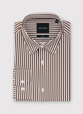 Brązowa koszula męska w prążek