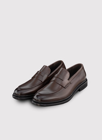 Brązowe skórzane loafersy męskie