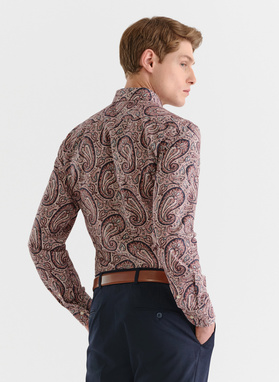 Męska bordowa koszula we wzór paisley