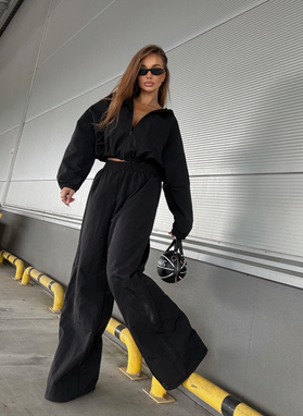 Czarny komplet MIJAS szerokie spodnie i bluza oversize