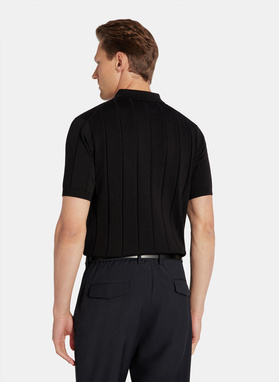 Czarne polo swetrowe w prążek