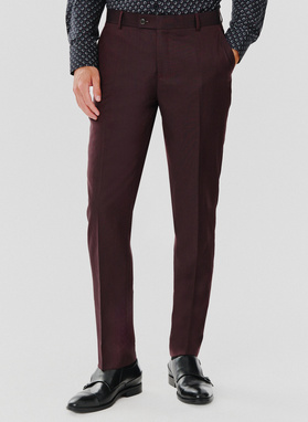 Dwuczęściowy gładki garnitur męski w kolorze burgundowym