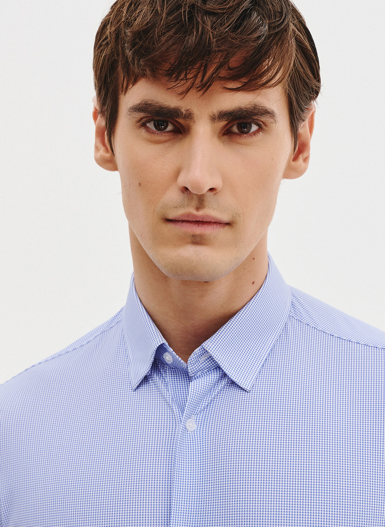 Dzianinowa koszula męska w pepitkę