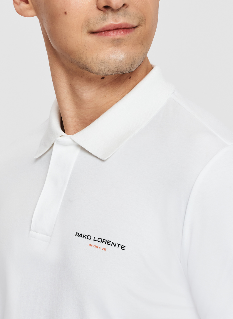 Biały bawełniany t-shirt polo