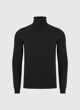 Czarny gładki golf męski