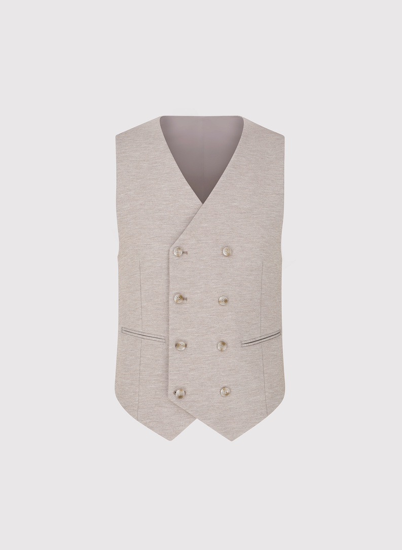 Jasnobrązowa dzianinowa kamizelka męska