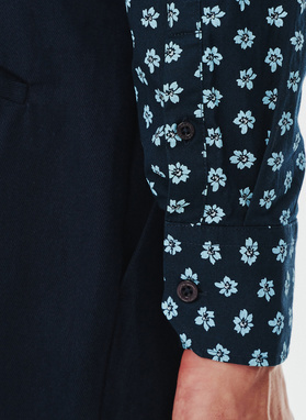 Granatowa koszula męska w kwiaty