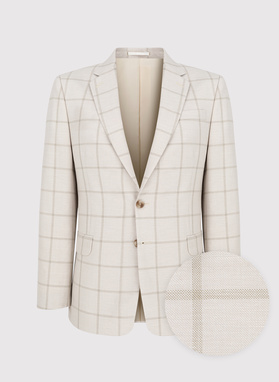 Beżowa marynarka męska w kratę Windowpane