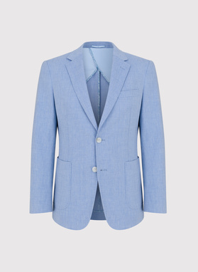 Niebieska marynarka z lnem i bawełną