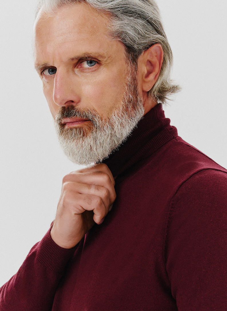 Burgundowy gładki golf męski