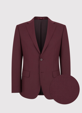 Dwuczęściowy gładki garnitur męski w kolorze burgundowym