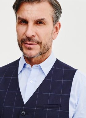 Granatowa kamizelka męska w kratę