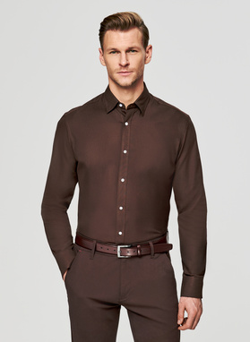 Brązowa koszula męska z bawełny