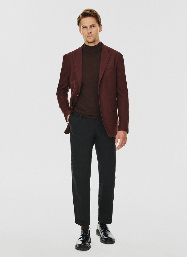 Brązowa gładka marynarka męska