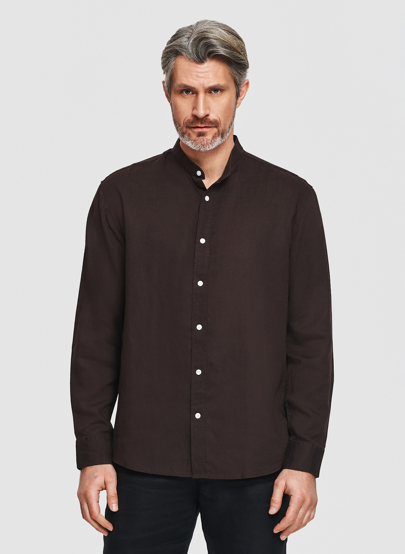 Brązowa koszula z lnem