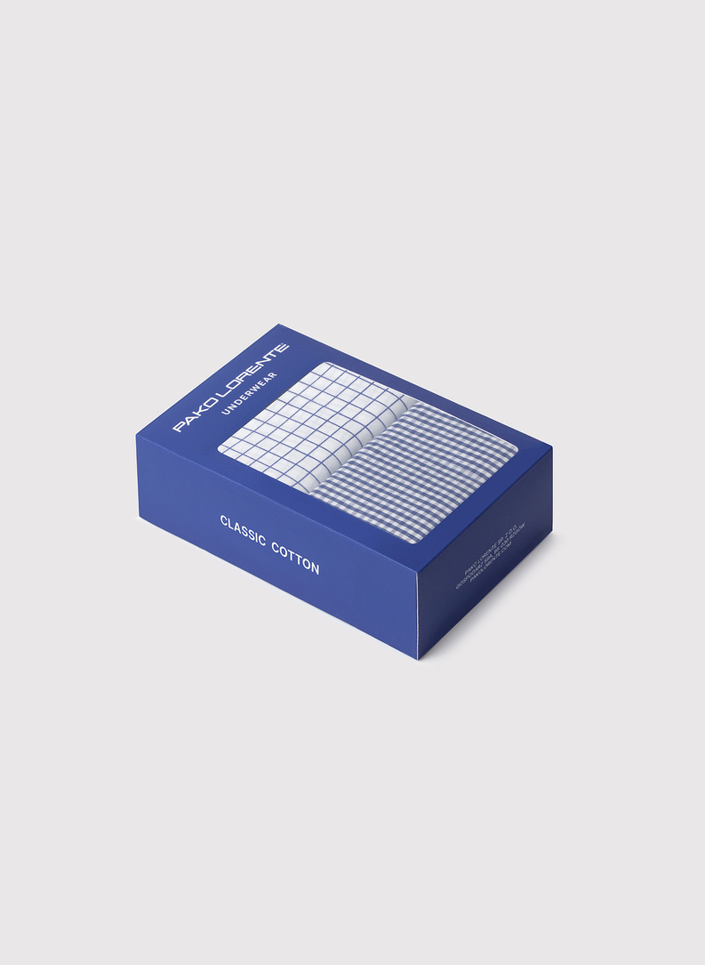 Zestaw bawełnianych bokserek męskich w drobną kratkę