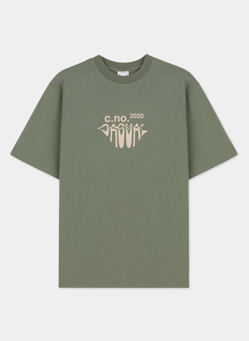 Zielony T-shirt z krótkim rękawem oversize C21SF-TX-002-Z