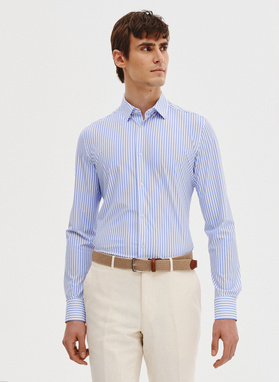 Dzianinowa koszula męska w prążek