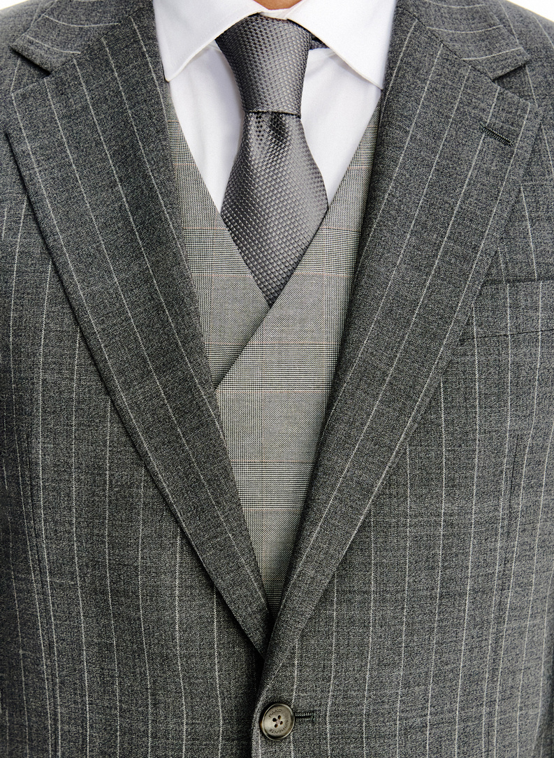 Wełniana marynarka garniturowa w prążek