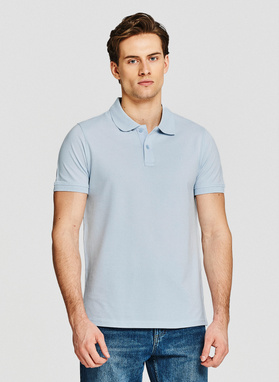 Niebieskie męskie polo z bawełny