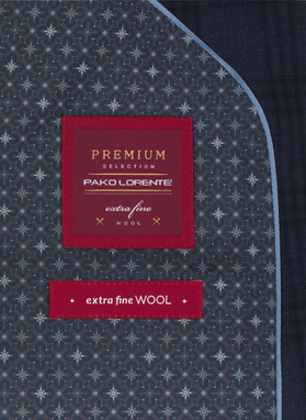 Wełniany granatowy garnitur w kratkę