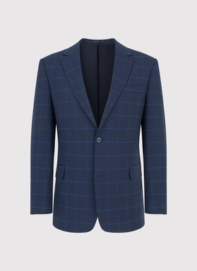 Granatowa marynarka garniturowa w niebieską kratkę