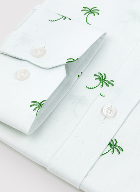 Biała koszula męska w zielone palmy 