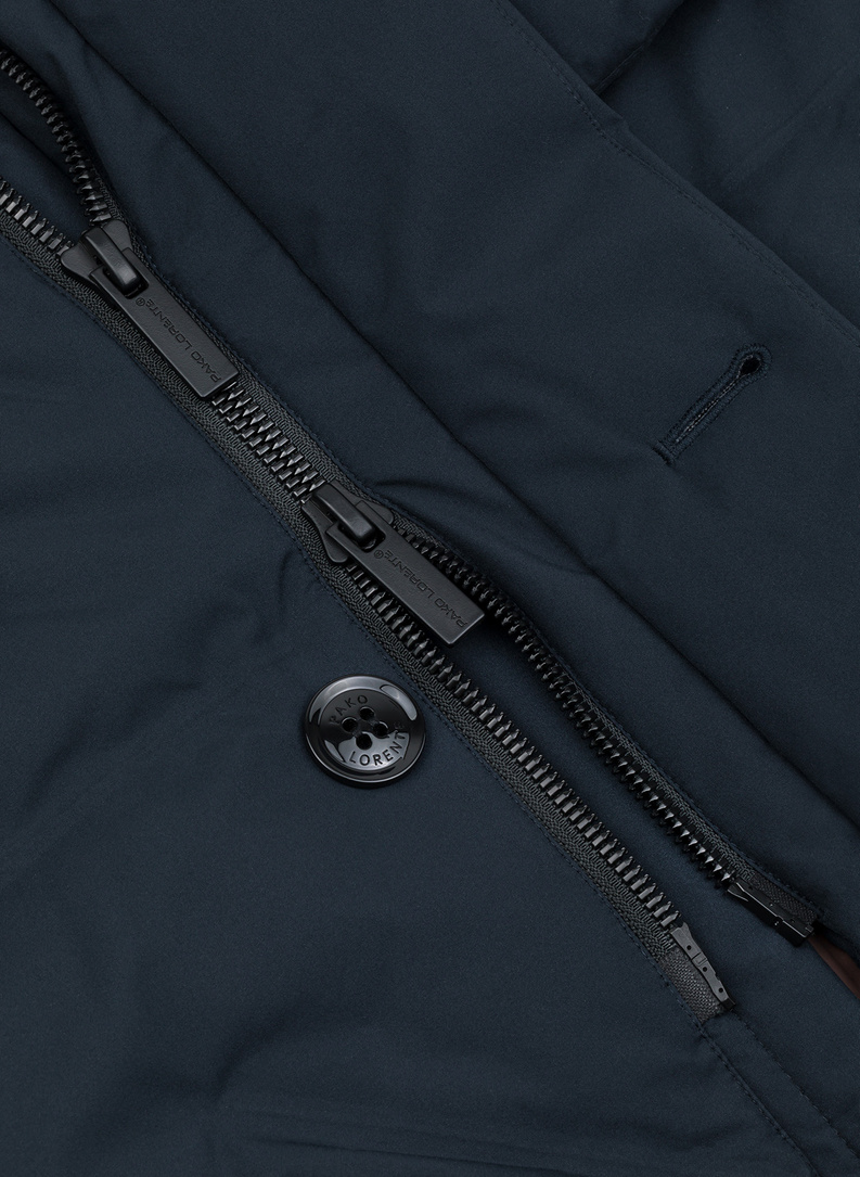 Granatowa pikowana kurtka z kapturem