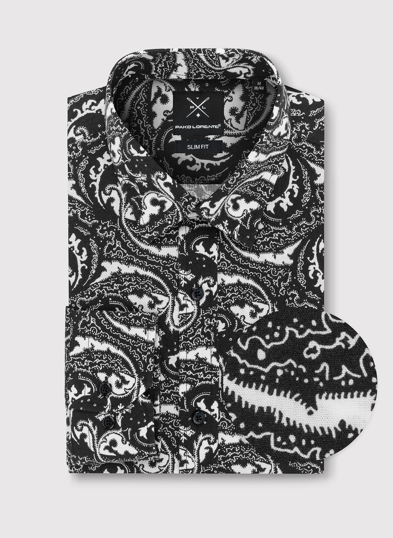 Czarna koszula w oryginalny wzór