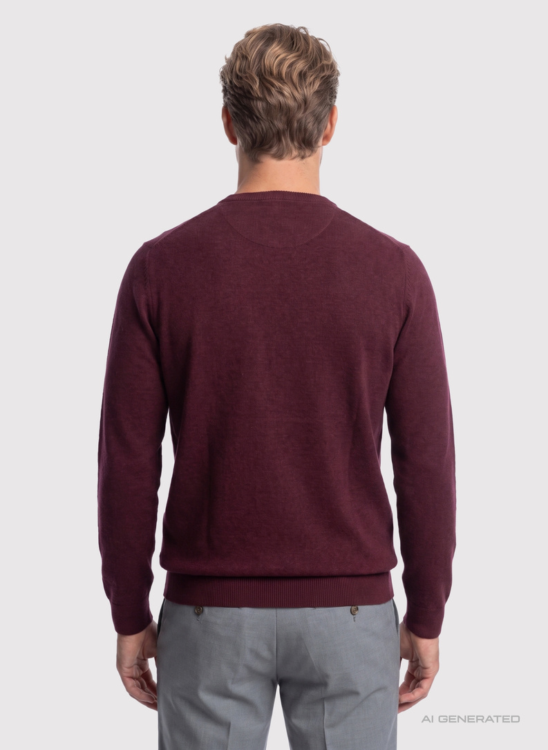 Bordowy sweter v-neck
