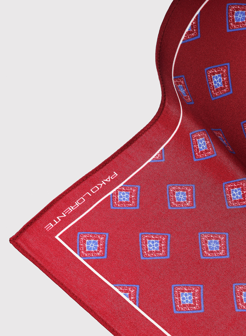 Czerwona poszetka męska w romby