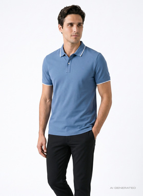 Niebieski t-shirt polo